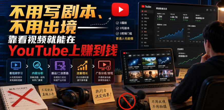 不用写剧本、不用出境——靠看视频就能在YouTube上賺到钱【原创双语字幕】-Selene网创网