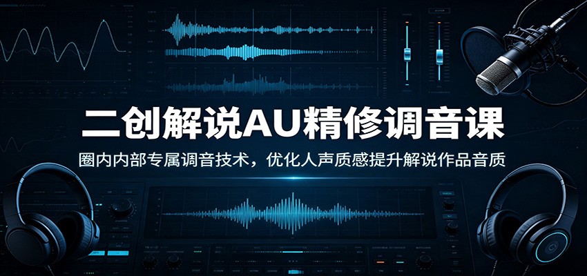 二创解说AU精修调音课：圈内内部专属调音技术，优化人声质感提升解说作品音质-Selene网创网