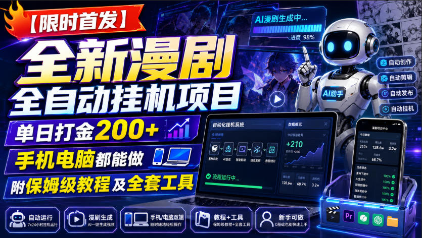 【限时首发】全新漫剧全自动挂G项目，单日打金200+，手机电脑都能做，附保姆级教程及全套工具【揭秘】-Selene网创网