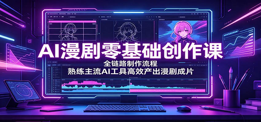AI漫剧零基础创作课:全链路制作流程,熟练主流AI工具高效产出漫剧成片-Selene网创网