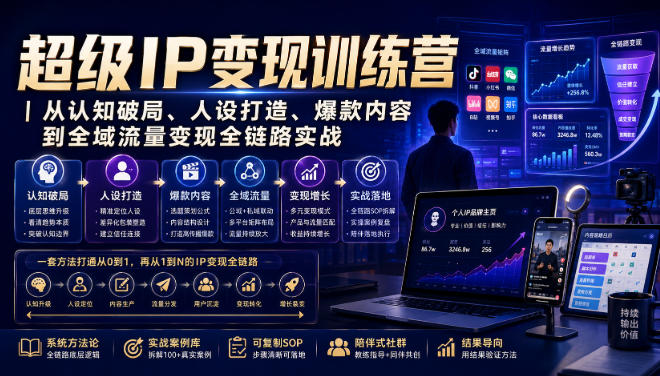 超级IP变现训练营｜从认知破局、人设打造、爆款内容到全域流量变现全链路实战-Selene网创网