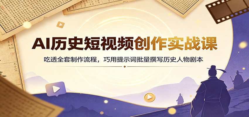 AI历史短视频创作实战课：吃透全套制作流程，巧用提示词批量撰写历史人物剧本-Selene网创网